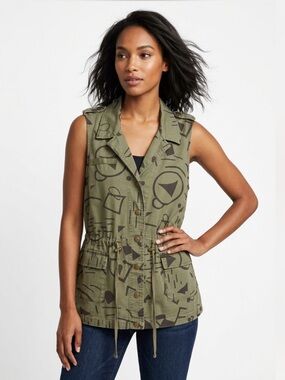 ⭐️ Forever 21 ($45) Army Green Abstract Geometric Military Utility Vest - PTP 23